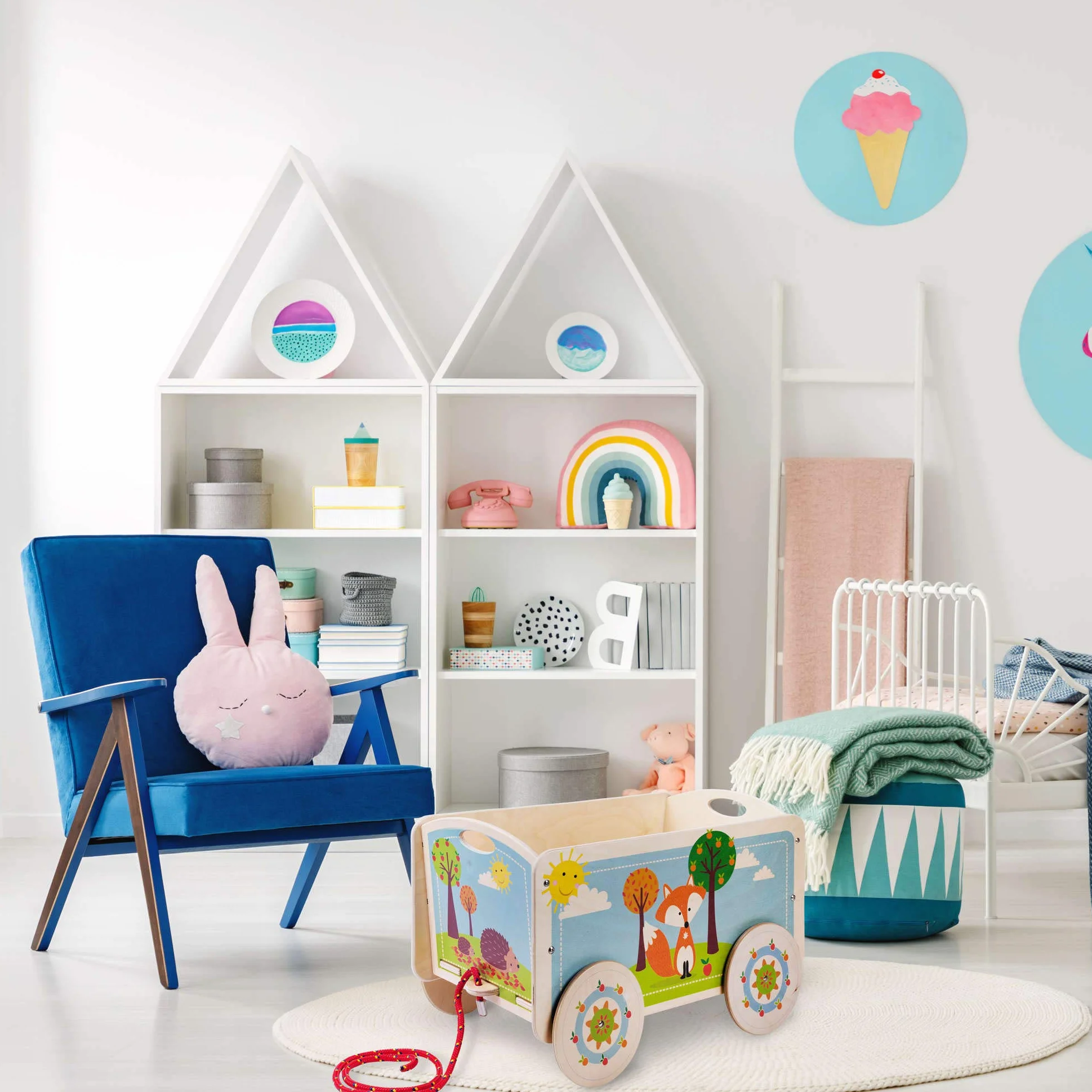 Dida - La Volpe: Carretto Trainabile in Legno, Porta Giochi con Ruote per Bambini 2-4 Anni, Giochi Educativi Metodo Montessori, Stimolante e Divertente