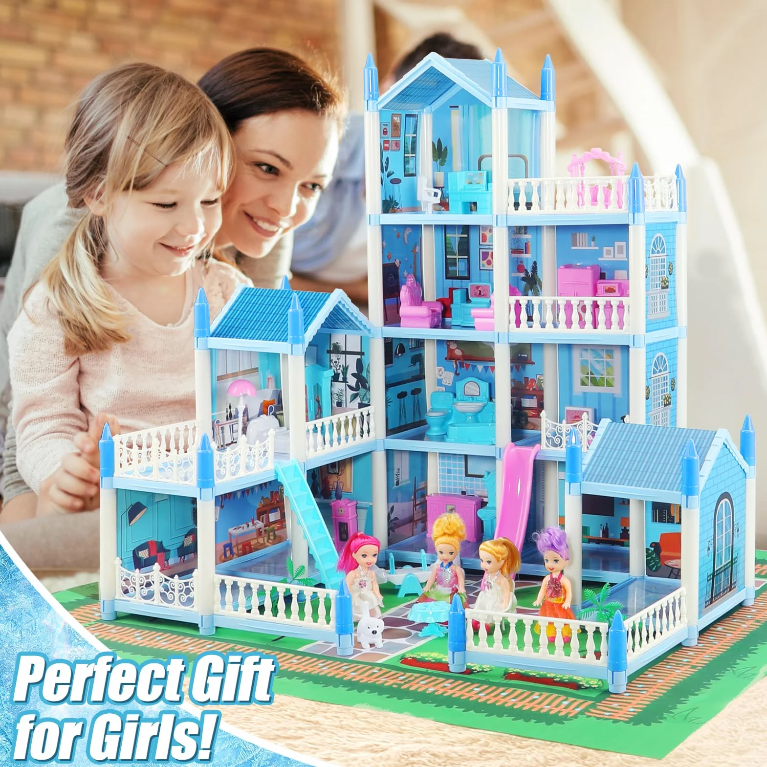 Casa dei Sogni con Bambola e Luci,Regalo Bambina 3-7 Anni Giocattoli,Casa delle Bambole Giocattoli per Ragazze