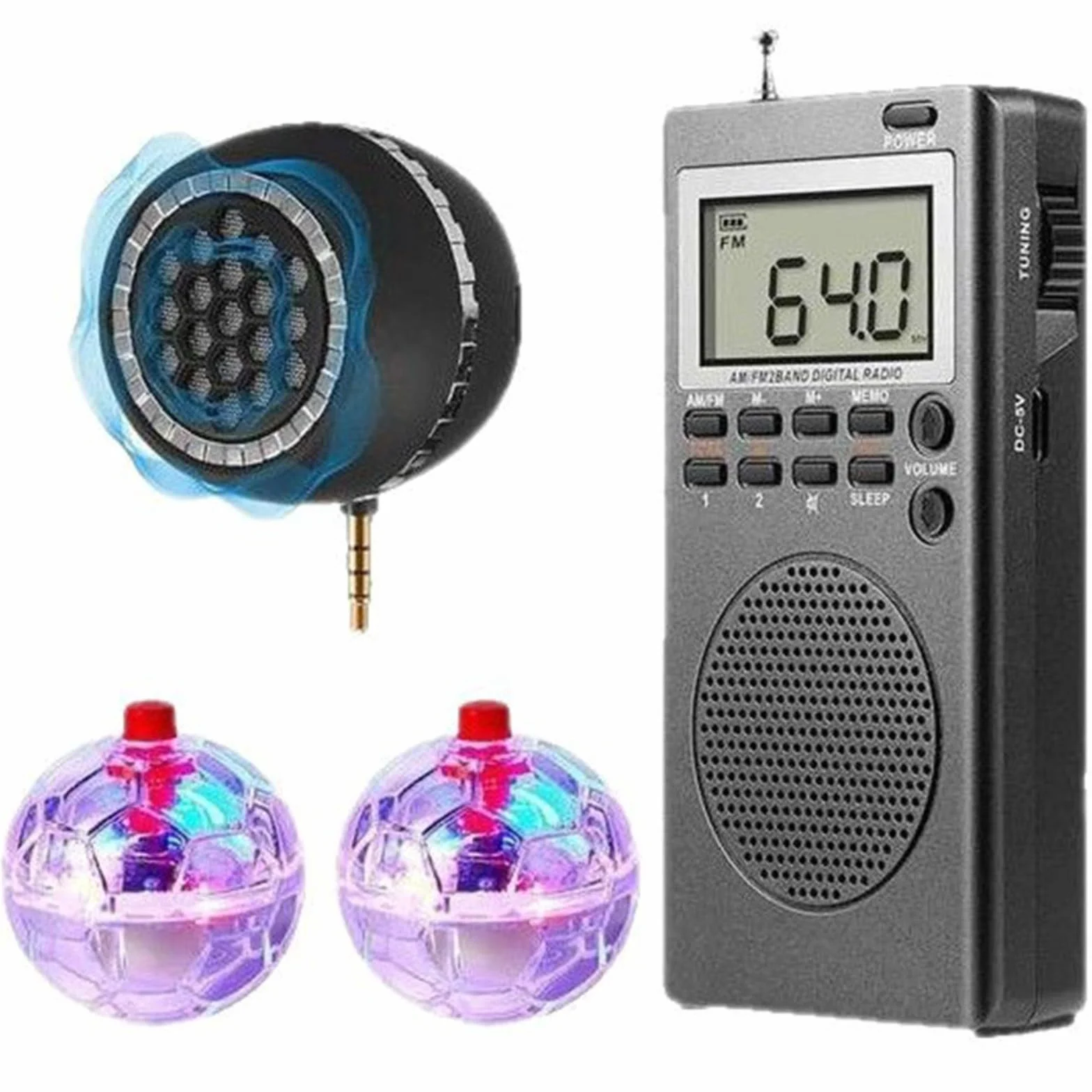 Kit di indagine paranormale con radio box, sensore LED sfere altoparlante per caccia, set da 4/6 pezzi (6 pezzi)