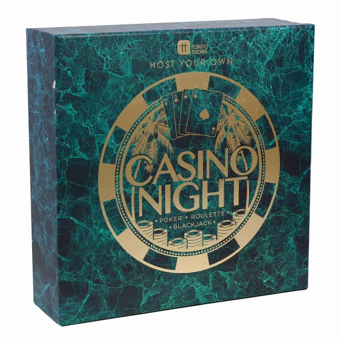 Talking Tables Casino Night Kit Poker Blackjack Roulette Set Gioco per Adulti | Tappetino Fiches Carte Denaro Palline GAMECASINO