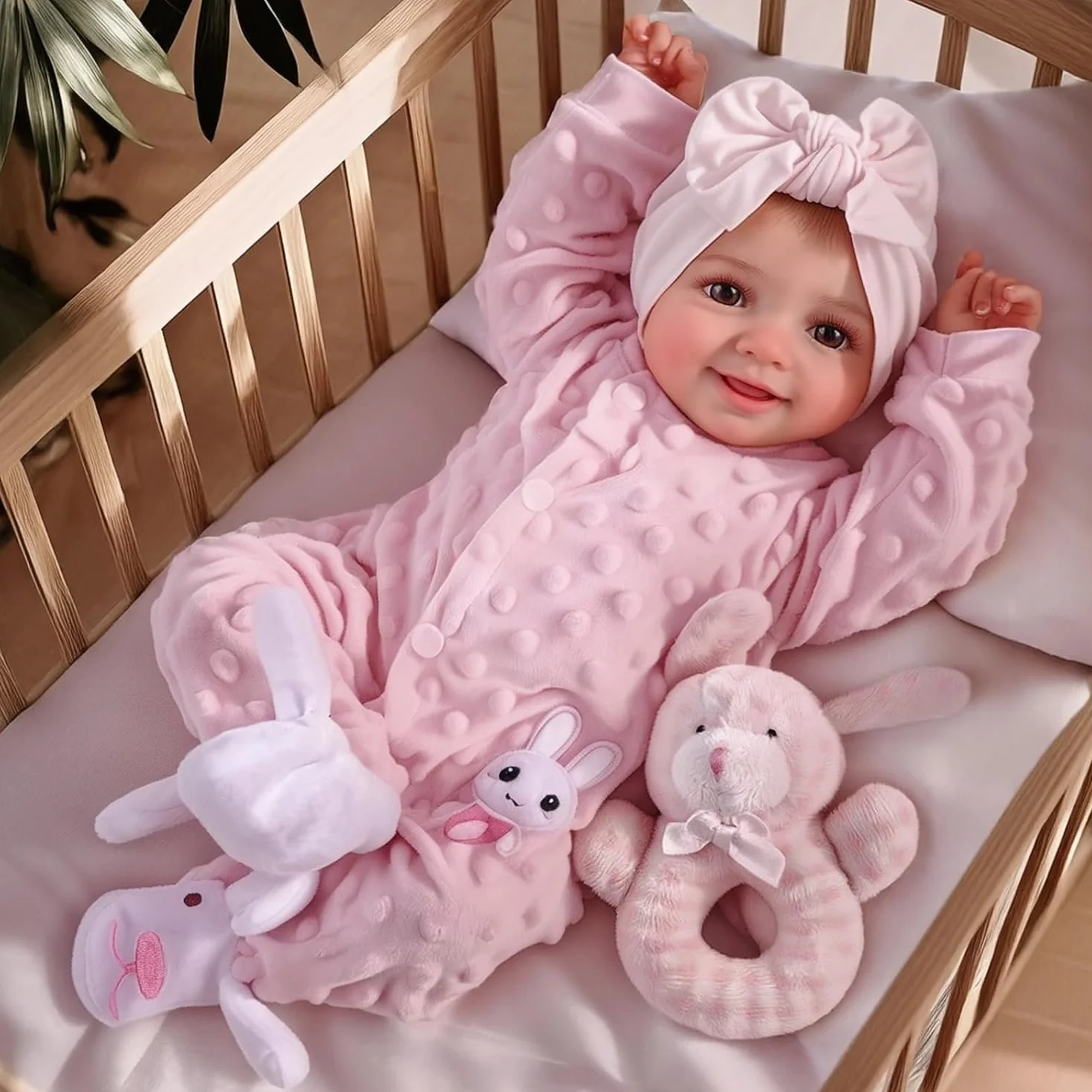 BABESIDE Rinato Bambino Bambole Sunny 17 Pollici Realistica Bambola Neonata Reborn-Baby Doll Corpo Morbido Tessuto Reincarnate Babies Reale Aprire Gli Occhi