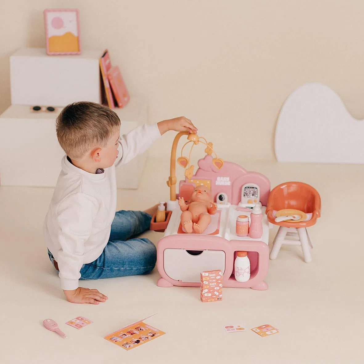 Smoby Baby Nurse Cocoon Nursery per neonati 42 cm accessori gioco materiale riciclato 3+ Francia