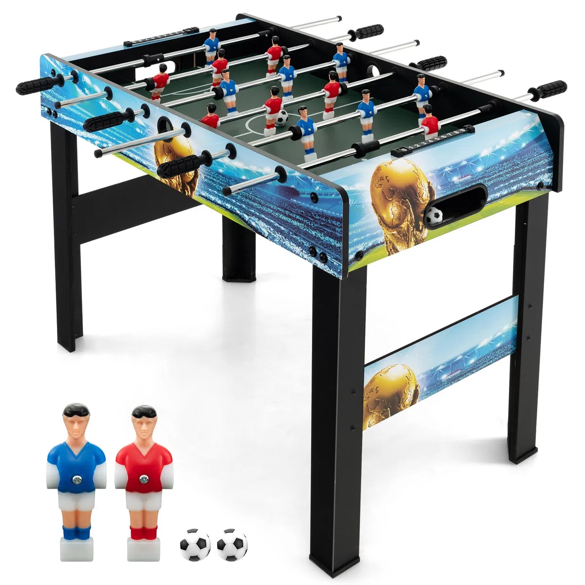RELAX4LIFE 2-in-1 Calcio Balilla, Calcetto con Gambe Staccabili, Manici Ergonomici, 2 Palline, Segnapunti per Adulti e Bambini, per Casa, Ufficio, Bar