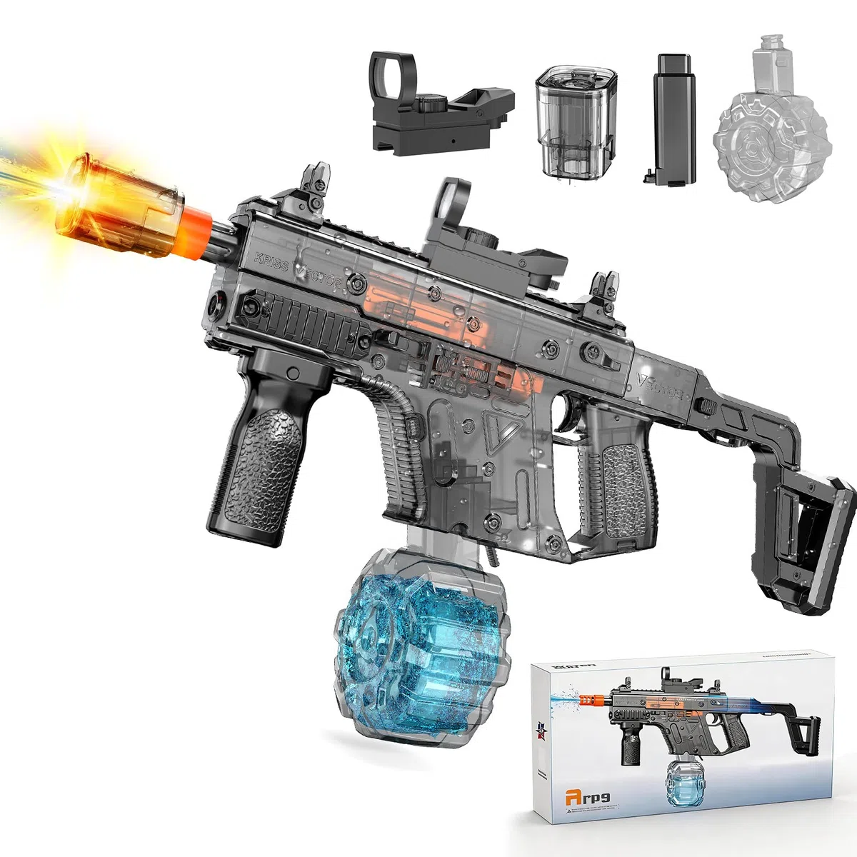 JONRRYIN Pistola ad Acqua Elettrica Automatica con Luci LED, Fucile ad Acqua Autocaricante Capacità 450ml, Portata 8m per Adulti e Bambini Piscina Spiaggia Giardino Feste Estive (Nero)