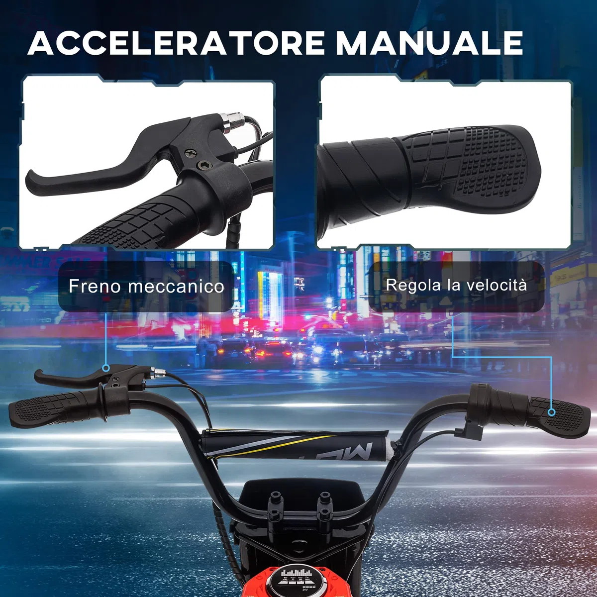 HOMCOM Moto Elettrica Bambini 24V 8-12 Anni Mini Cross con Sospensione Luci Suoni 2 Velocità 8-16km/h Ruote 30.5cm Rosso