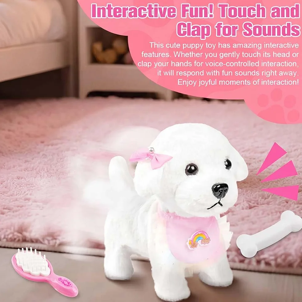 Vicloon Cane Peluche Interattivo Cammina Abbaia Scodinzola Giocattolo per Bambini 14+