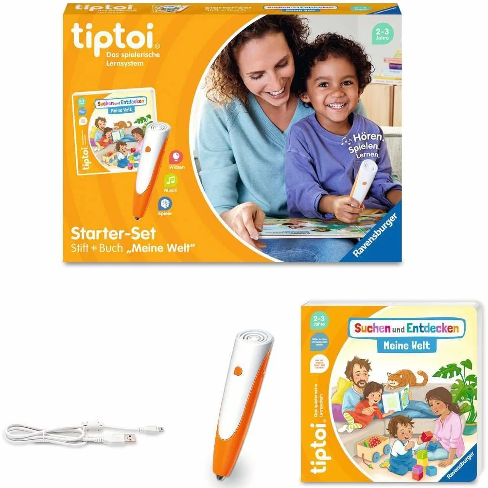 Ravensburger Tiptoi Starter Set 00112: Libro con Penna e Illustrato Search And Discover My World - Giochi educativi per Bambini dai 2 Anni - Giocattoli a Partire dai 2 Anni