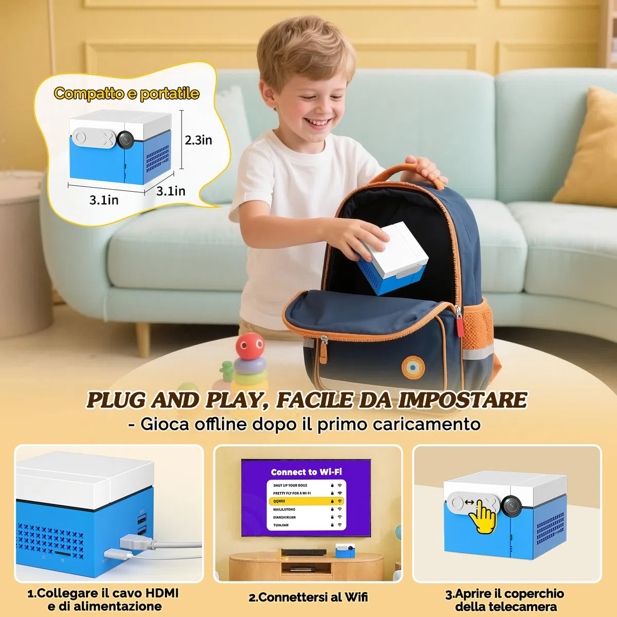 KINHANK MotionX Console Giochi di Movimento, Sistema di Videogiochi Interattivo per Bambini e Famiglie, Senza Controller, Senza Abbonamento, Aggiornamenti Mensili, Idea Regalo per Bambini (4-15 anni)