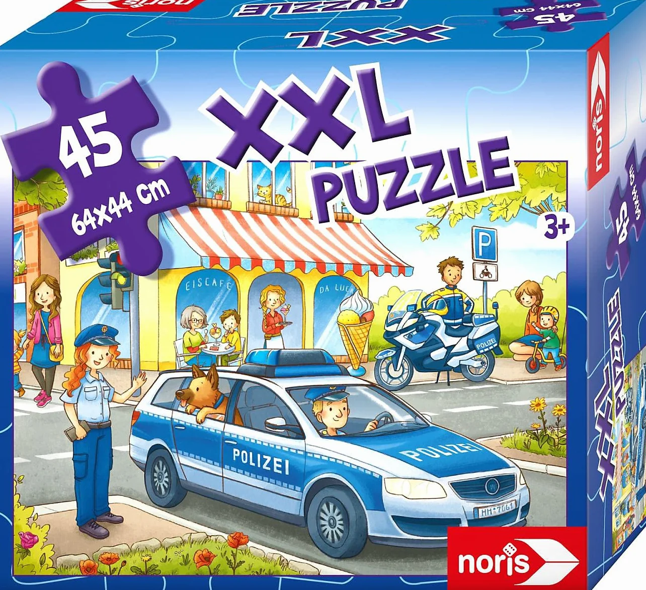 Noris 606031792 - Puzzle gigante XXL, su strisce con la polizia, con 45 pezzi (dimensioni totali: 64 x 44 cm), per bambini dai 3 anni in su