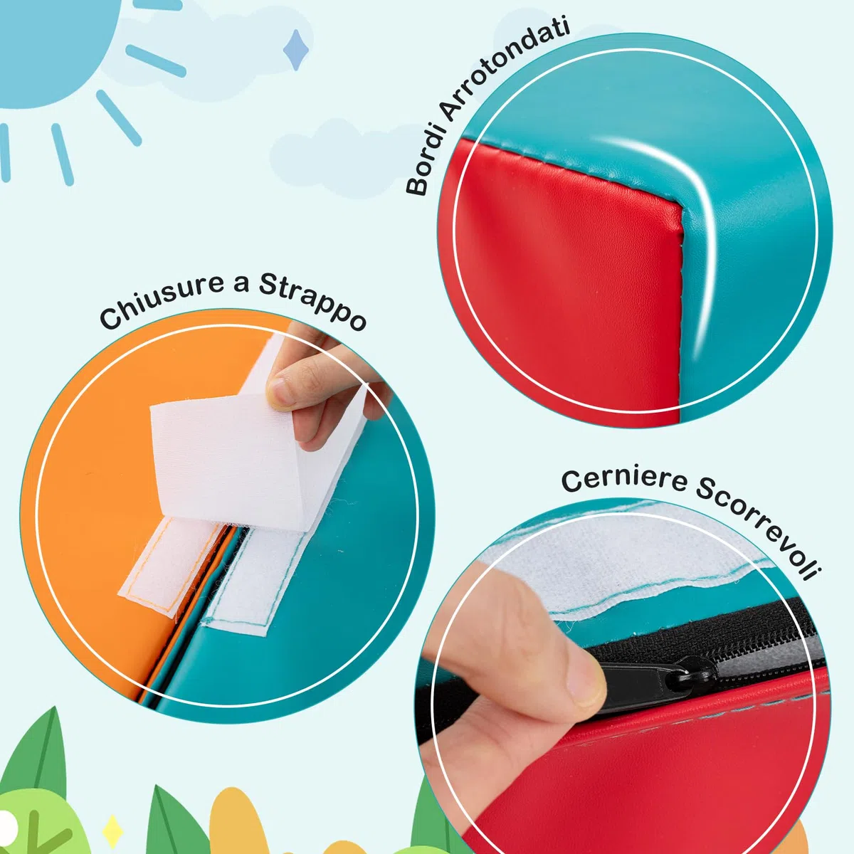 COSTWAY Set di 10 Blocchi da Arrampicata in Schiuma, Palestra da Gioco in Morbida Pelle Sintetica, Strutture Leggere per Scalare, Arrampicarsi, Scivolare, per Bambini 1+ Anno (Verde)