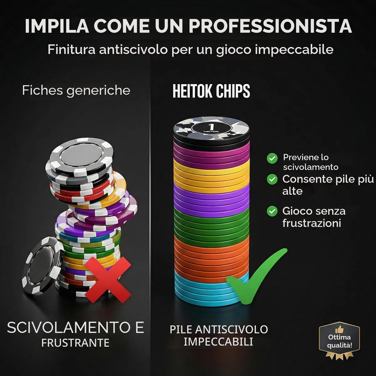 HEITOK Set Poker Professionale 300 Fiches Numerate 11,5g con Valigetta Alluminio Rinforzata, 2 Mazzi Carte e Bottone Dealer in Metallo per Texas Hold'em e Casinò