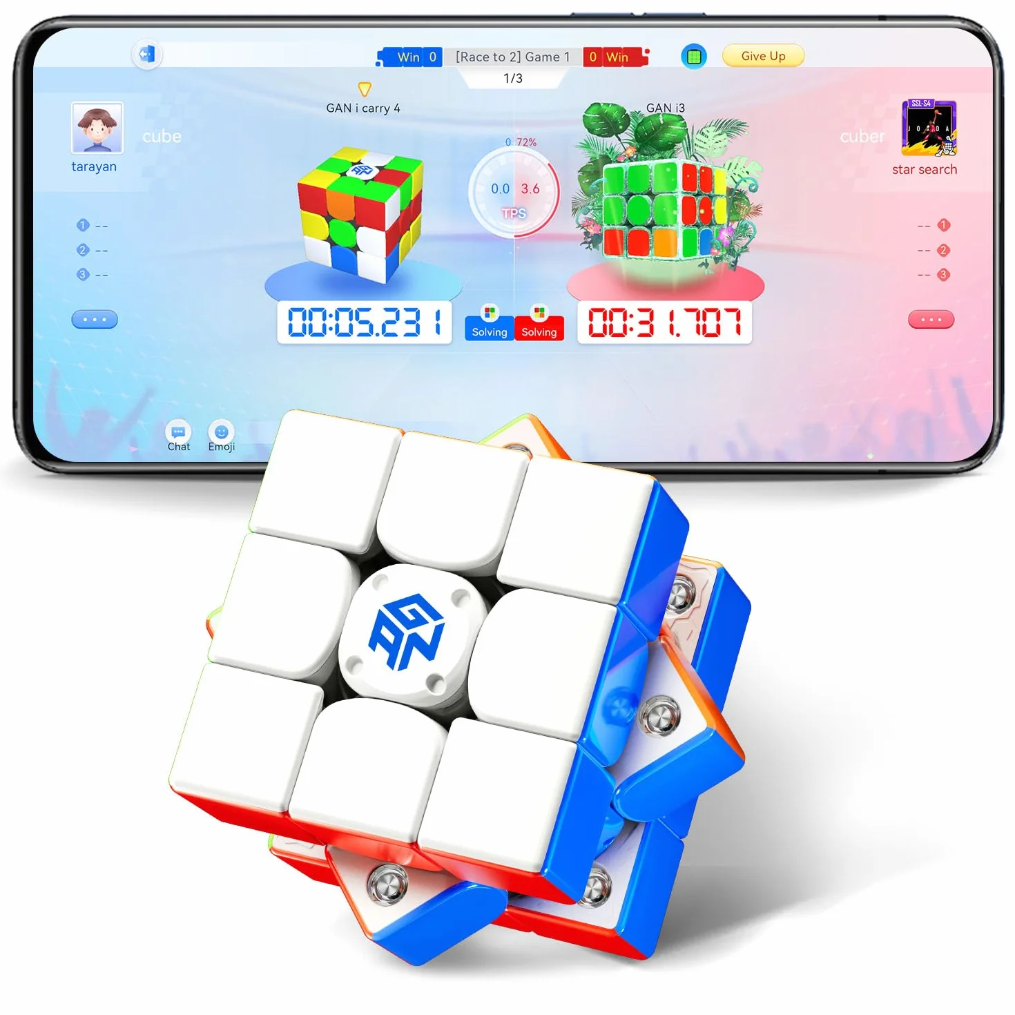 GAN icarry4 Cubo di Velocità Professionale Smart cubo, 48 Magneti Integrati, 150 Ore di Autonomia, App con Dati di Risoluzione e Tutorial Guidati, Ideale per Principianti