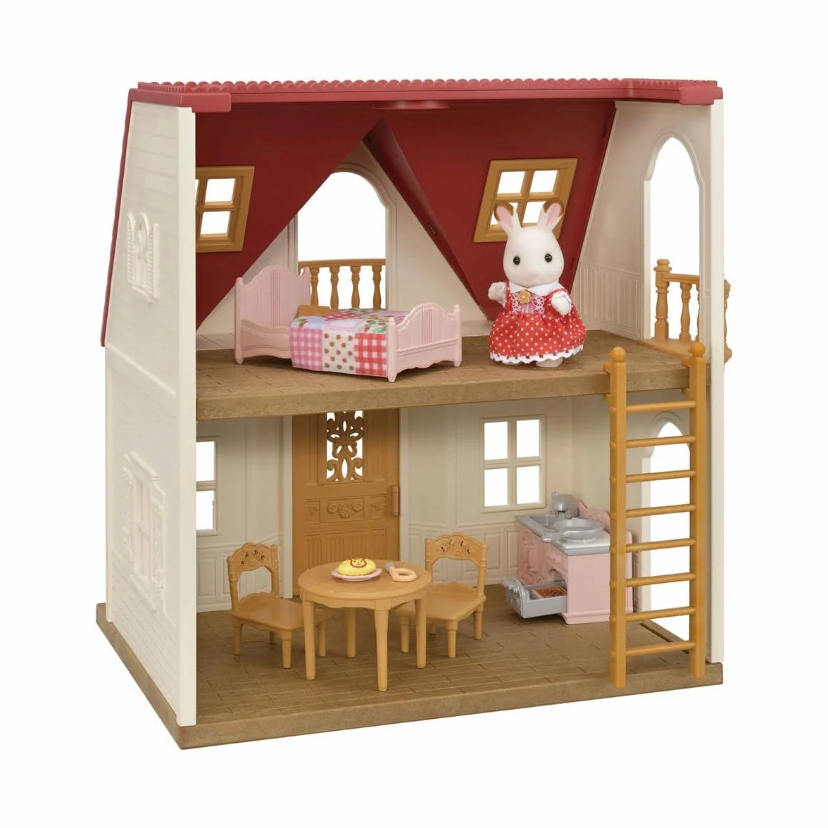 Sylvanian Families - Set Casetta Accogliente Starter Home con Coniglietta Cioccolato, Mobili Essenziali e Luce Funzionante – Modello 5567