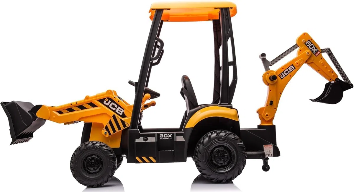 JCB Escavatore Elettrico per Bambini 24V 4 in 1 Cavalcabile con Telecomando Parentale