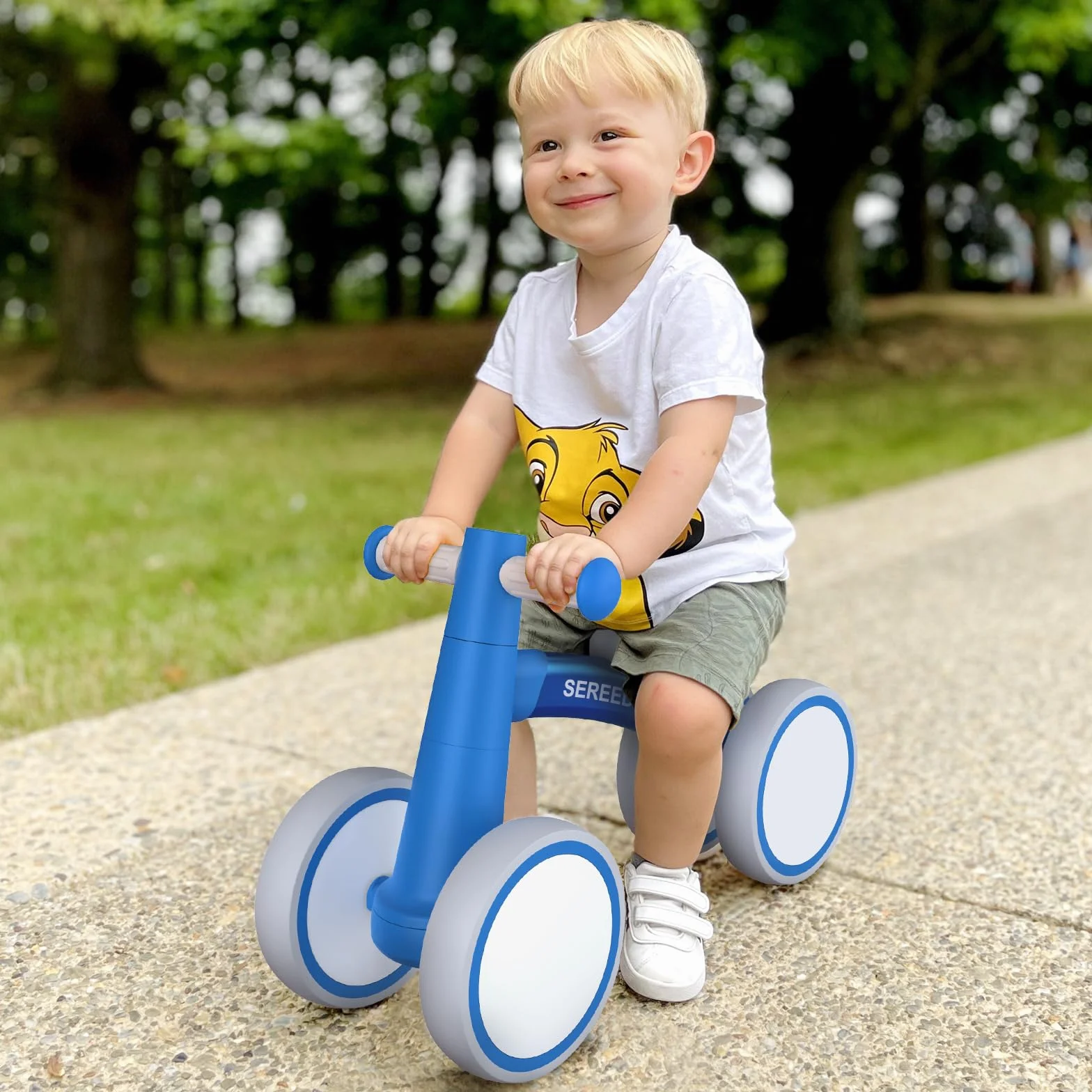 SEREED Bicicletta per bambini a partire da 1 anno, giocattolo per bambini da 12 a 24 mesi, prima bicicletta senza pedale con 4 ruote per ragazzi e ragazze, regalo di primo compleanno