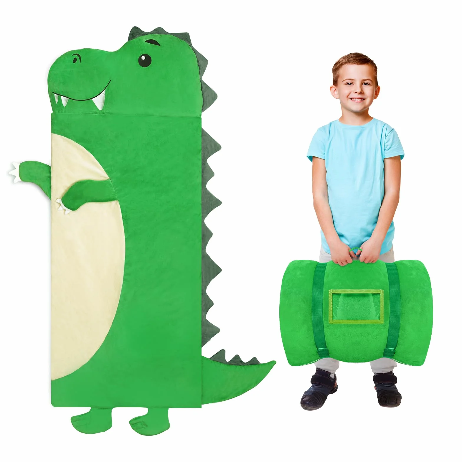 Decalsweet Nap Mat Caldo per Bambini con Rimovibile Cuscino, Sacco a Pelo Pieghevole per Ragazze Ragazzi, Nap Mats con Doppia Cerniera per Campeggio, Scuola Materna e Asilo, 170×70cm