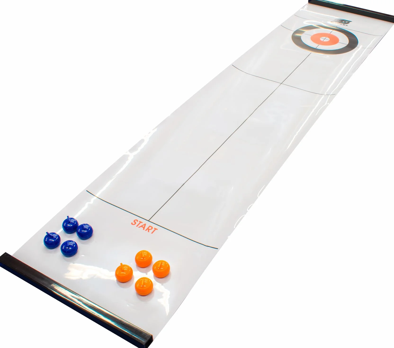 Sunflex Mini gioco da bowling da tavolo, mini gioco di bowling per tutte le età, bambini e adulti, portatile, include 6 perni, 2 dischi scorrevoli per palle da bowling e 1 tappetino liscio da 120 cm x