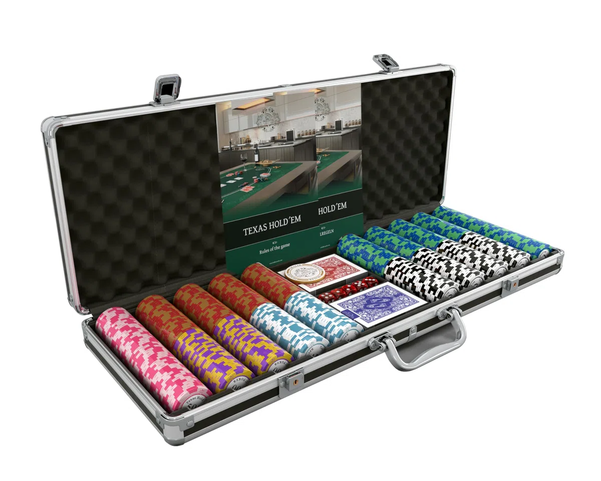 Poker Set Deluxe con 500 fiches Carmela Clay e Carte da Poker Bullets Playing Cards