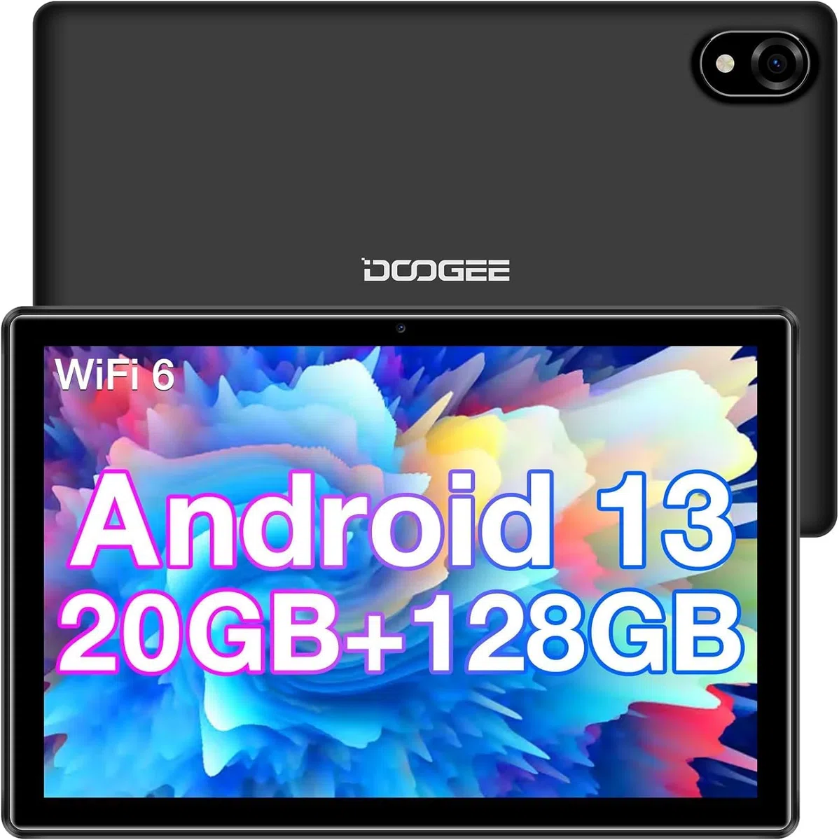 U10PRO 2024 Tablet 10 Pollici Android 13 20GB RAM 128GB ROM (1TB TF) 5060mAh Batteria per Bambini, IPS HD, 8MP+5MP, Widevine L1/BT 5.0/WiFi6/OTG Nero