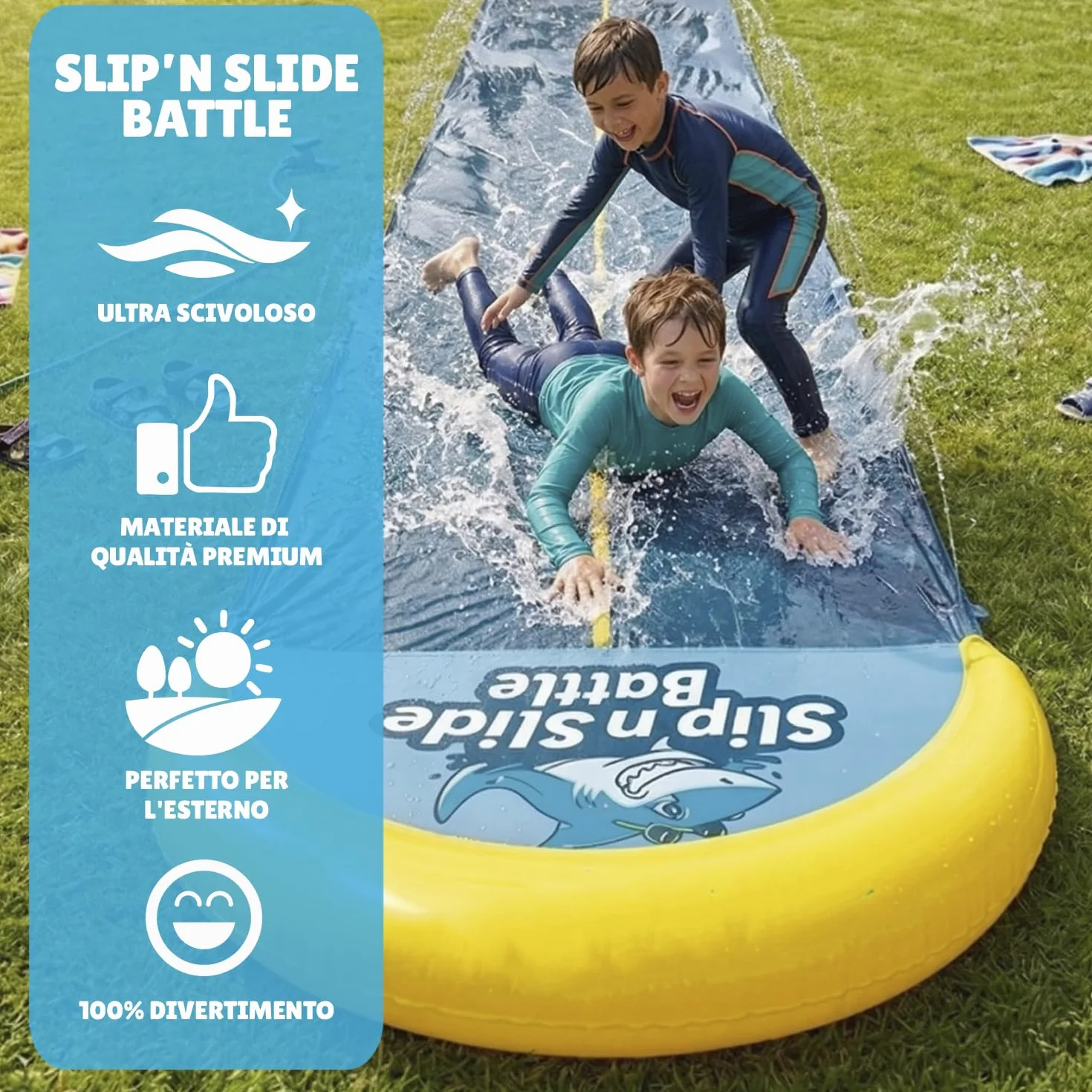 Official VentriBattle | Scivolo a Doppio Binario | Tubo dell'Acqua collegabile | 10 Metri | qualità Premium | Scivolo Slip'n Slide | Gioco d'Acqua all'aperto | + Spesso | + Rigido | + Veloce