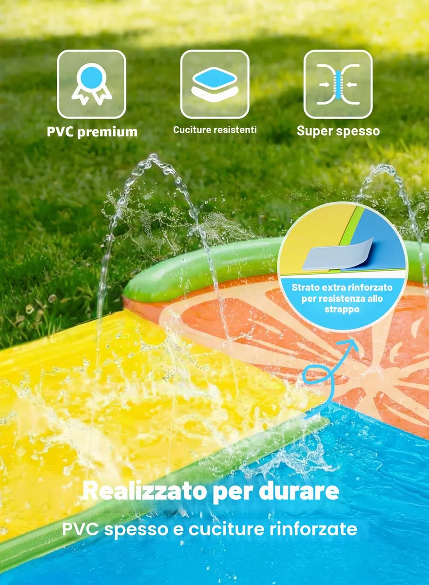 Sloosh Scivolo d'Acqua Gonfiabile 22,5ft con 2 Tavole, Doppio per Prato con Irrigatori, Giocattolo Estivo per Bambini e Adulti, Arancione