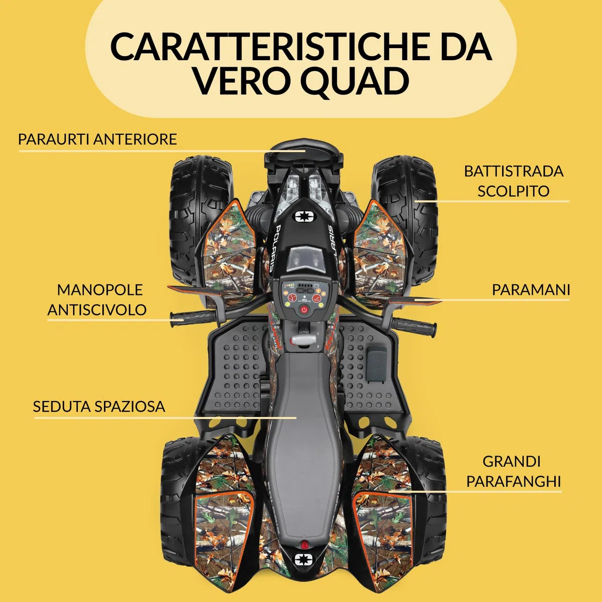 Polaris Outlaw 330W Camo Quad Elettrico per Bambini 12V