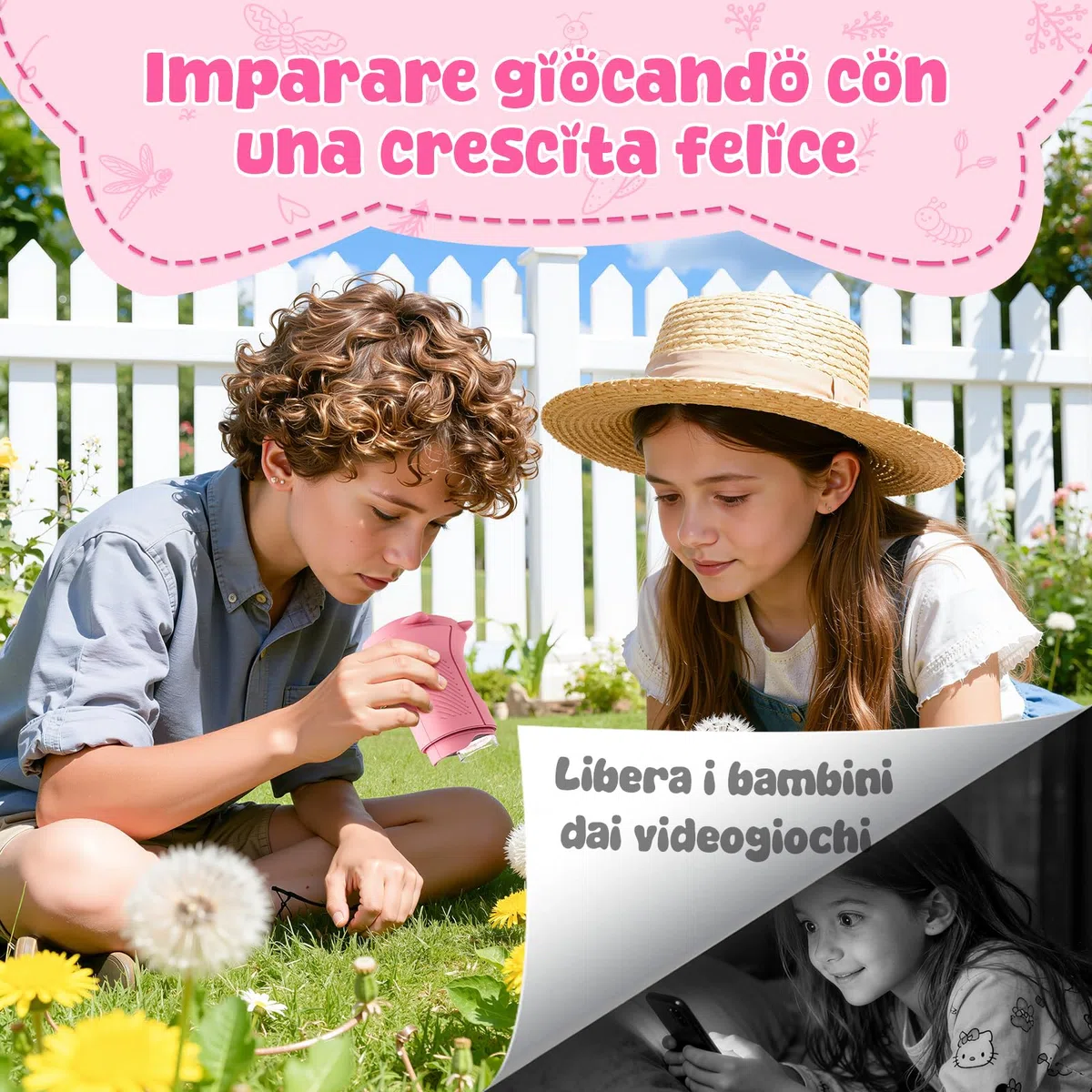2 in 1 Microscopio Digitale e Telescopio per Bambini, 1000x Zoom, Schermo da 2,4 Pollici, Schermo HD da 2 MP, 8 Luci LED - Un Regalo Perfetto per Bambini Dai 6 ai 12 Anni
