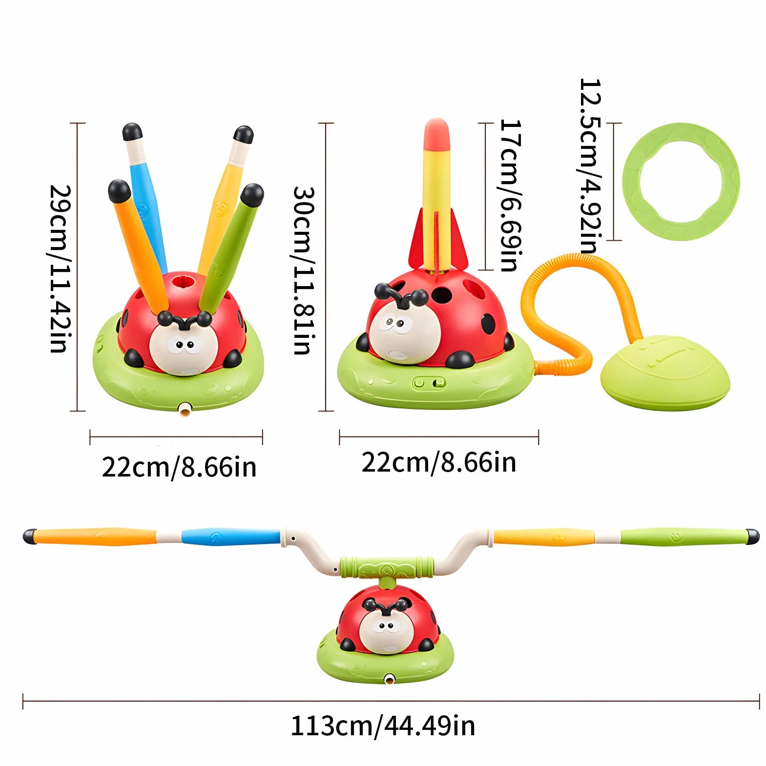 Giocattolo da salto coccinella - Gioco di lancio 'anello per bambini e lanciarazzi interattivo, giocattolo per esercizi di rotazione musicale con telecomando | Cortile Giardino Patio Cortile Casa
