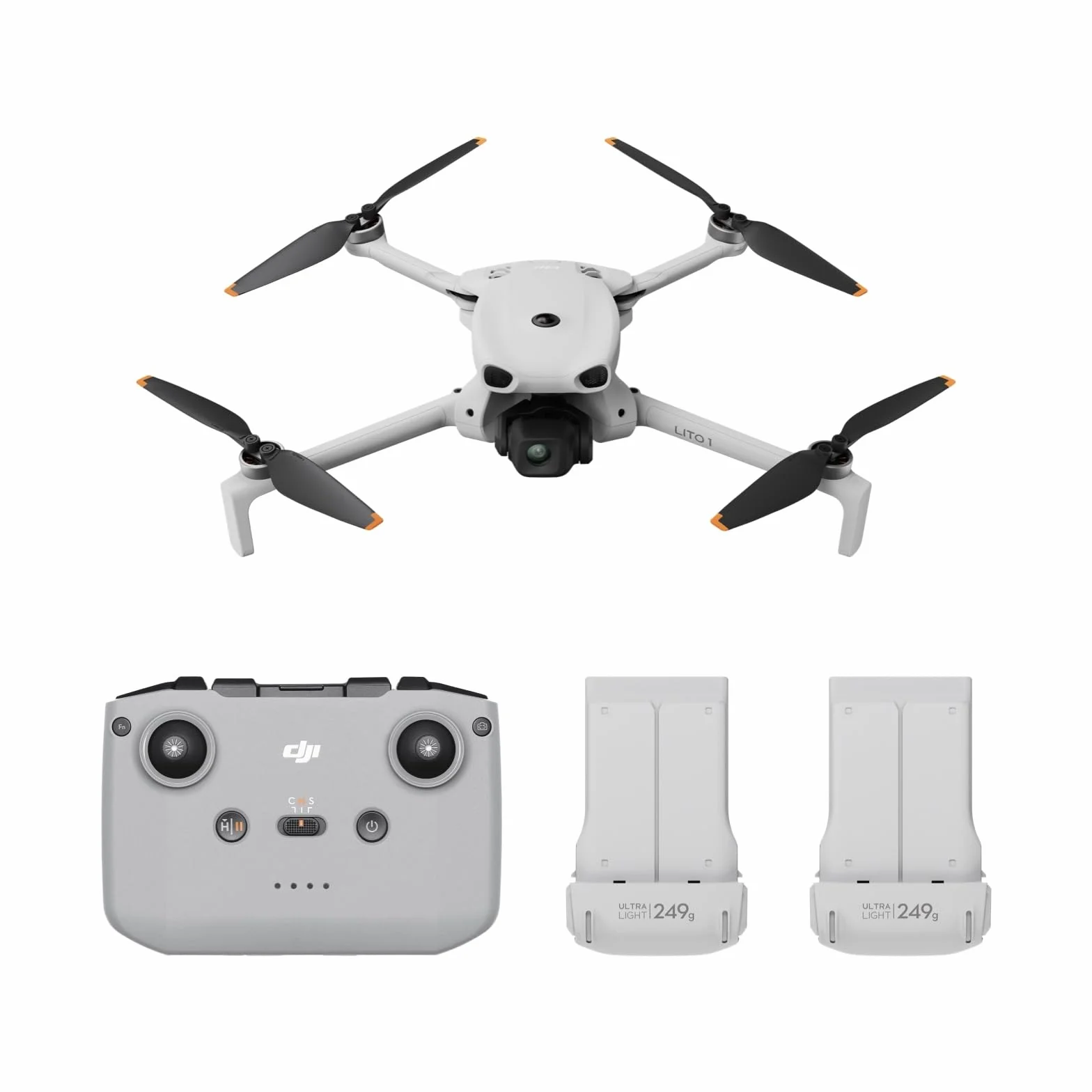 DJI Lito 1 Combo Due Batterie con DJI RC-N3, drone con fotocamera 4K per principianti, rilevamento degli ostacoli, ActiveTrack, video 4K e immagini 8K, leggero per adulti, trasmissione video 15 km, C0