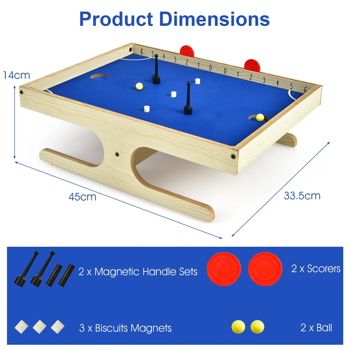 HOMASIS Air Hockey da Tavolo Magnetico con 2 Marcatori, 2 Palle, 3 Magneti - Gioco per Bambini e Adulti