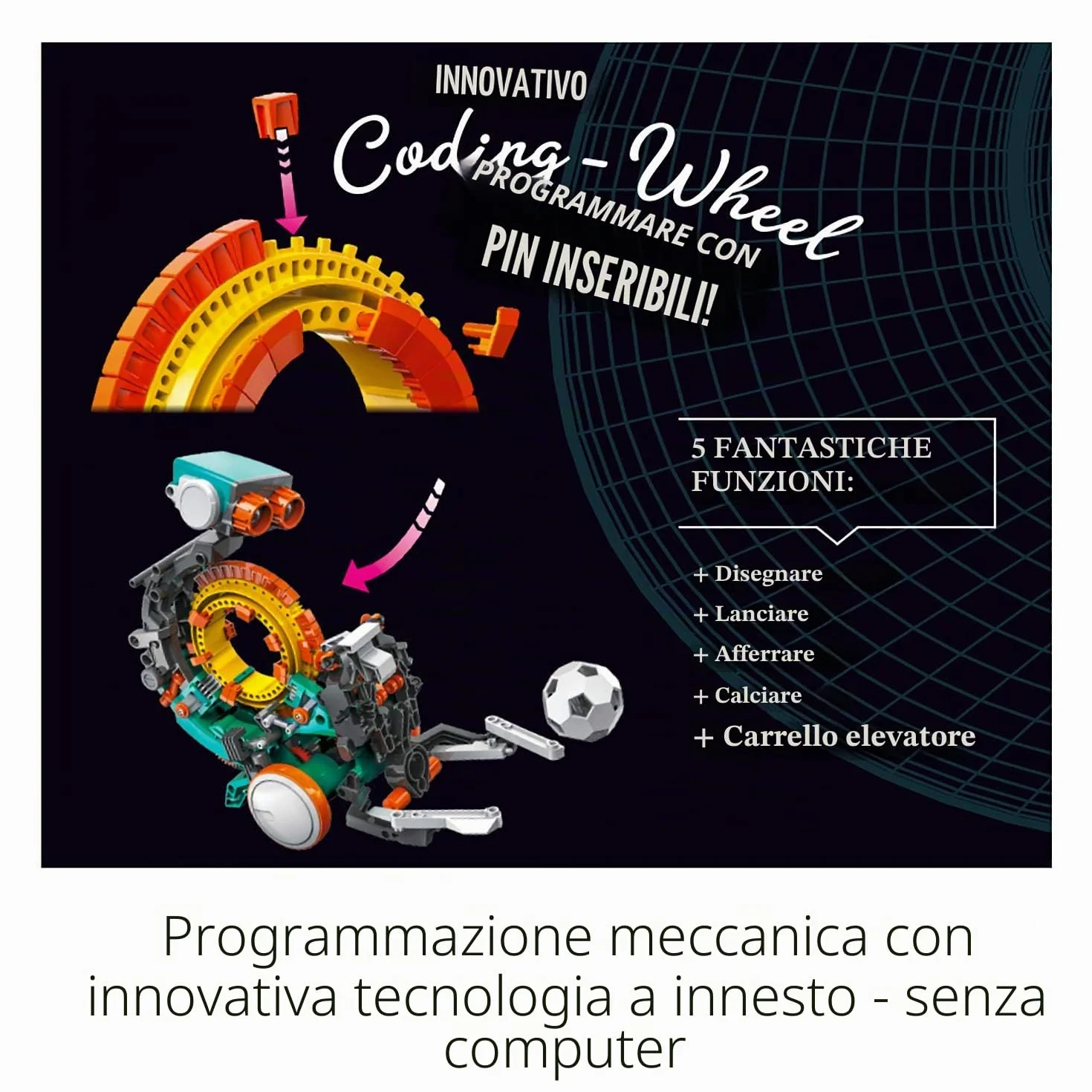 Kosmos 620646 Codix – Il tuo robot di codifica meccanica, programmazione giocosa, giocattolo robot, scatola per esperimenti per bambini dagli 8 ai 12 anni