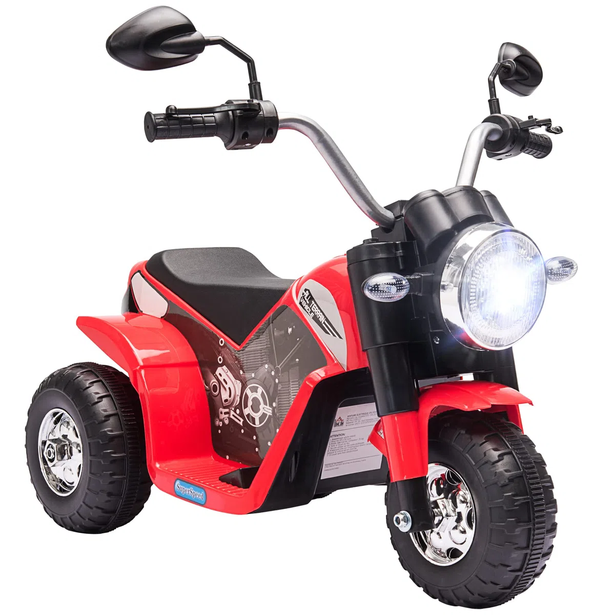 HOMCOM Moto Elettrica per Bambini a 3 Ruote 6V 2 km/h 72x57x56cm Rossa