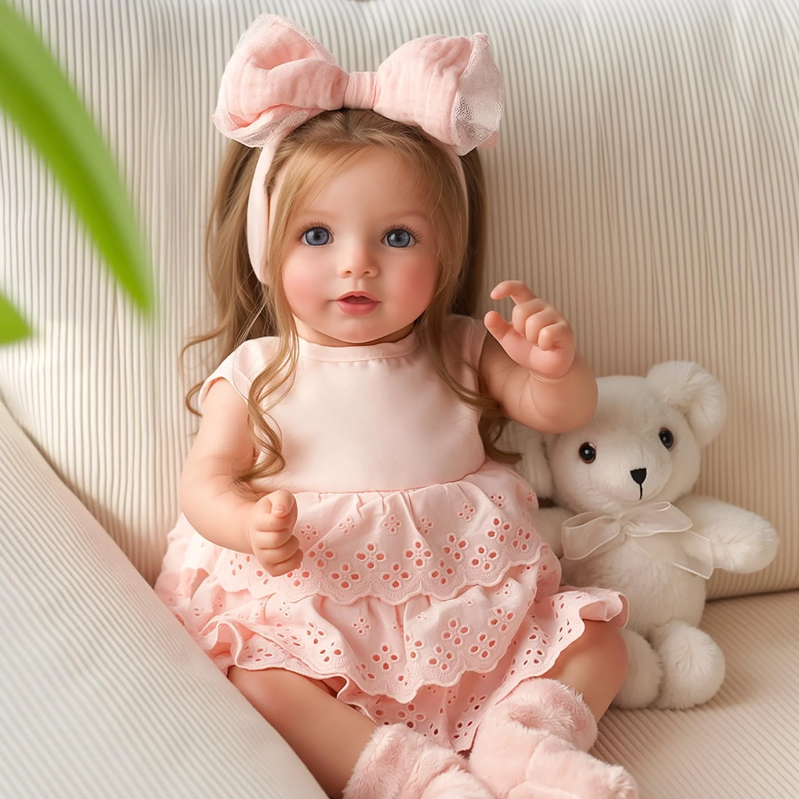 BABESIDE Bambole Reborn Femmina - 20 Pollici Bambole Reborn Realistiche con Capelli Lunghi, Corpo in Tessuto Morbido, Vestiti e Accessori per Bambini dai 3 Anni in su