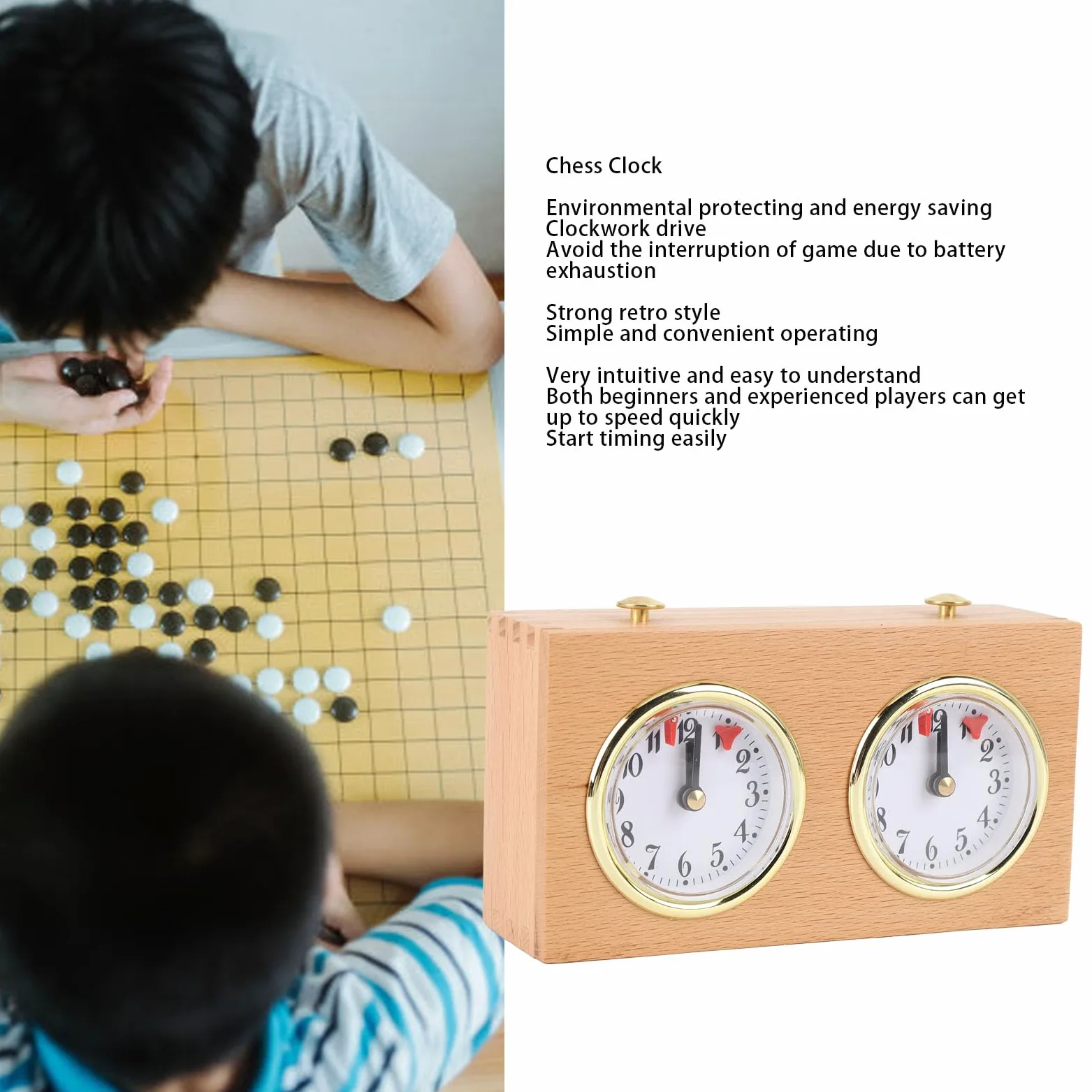 Ausla Timer Orologio degli Scacchi Strumento Meccanico Tempistica Legno retrò per Scacchi Cinesi Weiqi