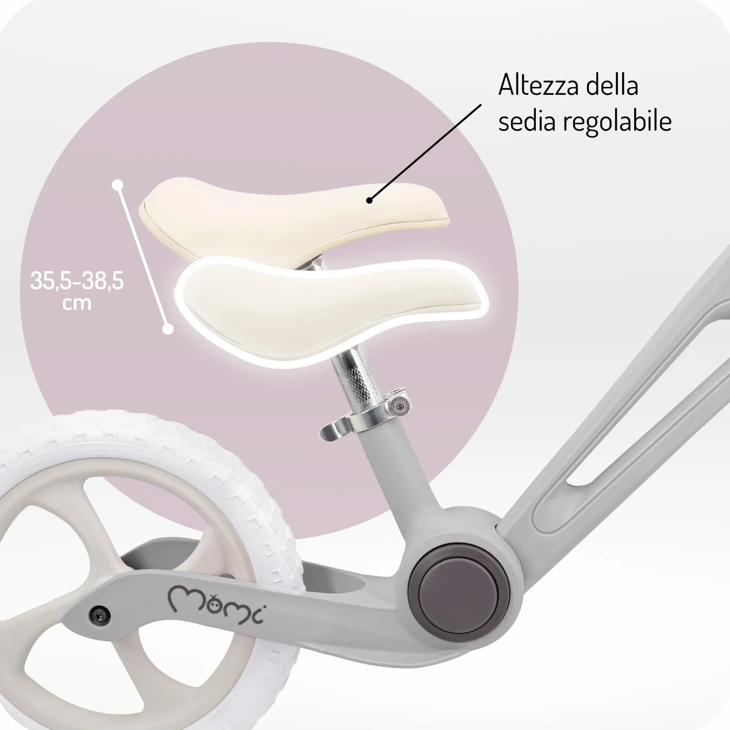 Momi Bicicletta senza pedali NORU per bambini dai 2 anni (max 25 kg), pieghevole con un pulsante, sella regolabile, ruote EVA antiforatura da 12"
