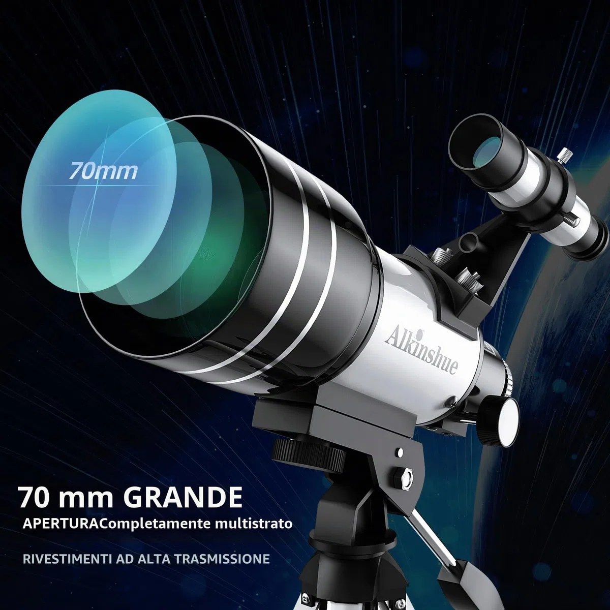 Telescopio per Bambini Principianti, 70 mm, Apertura 400 mm, Telescopi Rifrattori per Principianti di Astronomia, Telescopio da viaggio Portatile, Regali per Appassionati di Astronomia