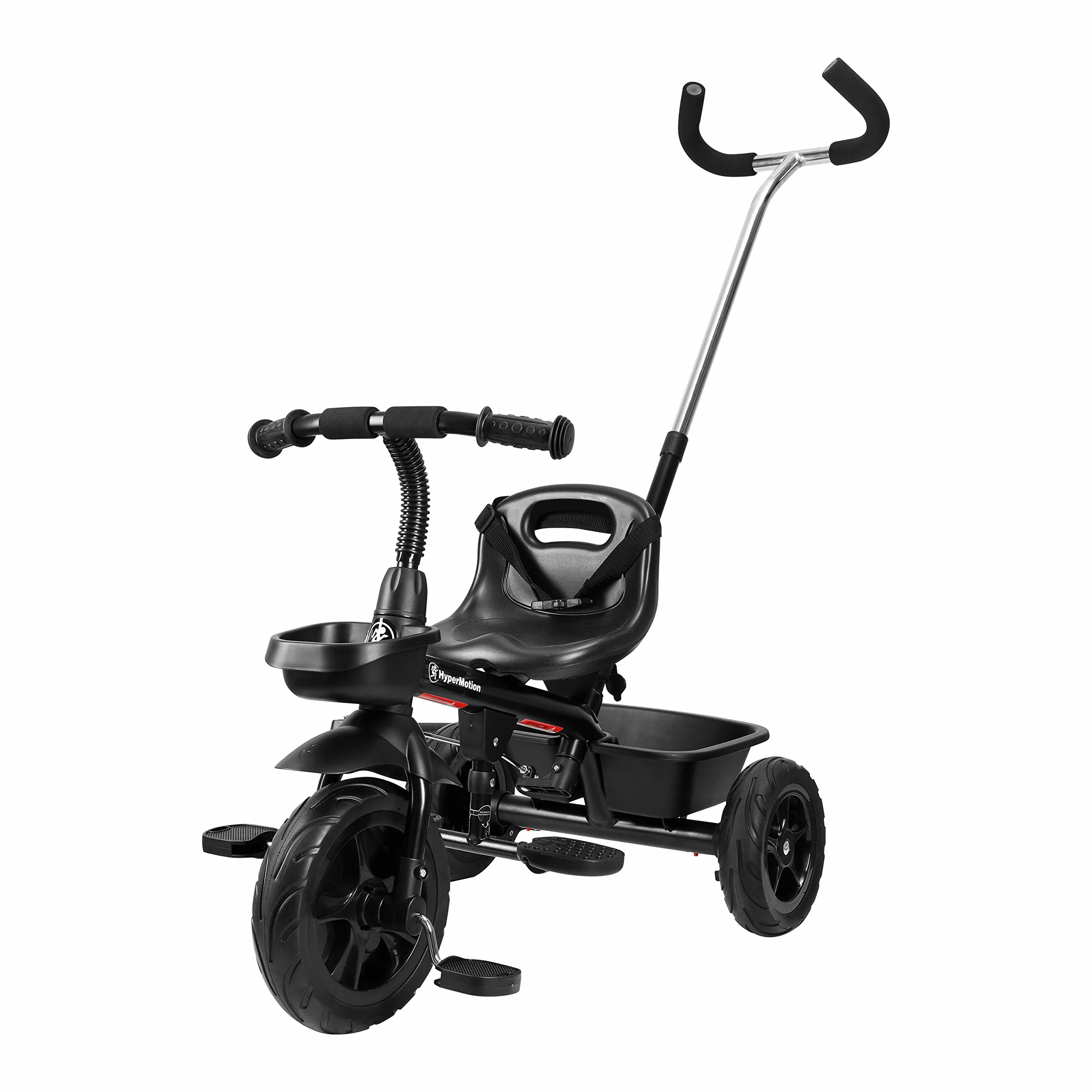 HyperMotion TOBI Vector Triciclo Passeggino con Maniglione per Genitori - Bicicletta Bambini Prima Età con Cinture Sicurezza e Ruote Larghe - Triciclo Bambini Stabile, Nero