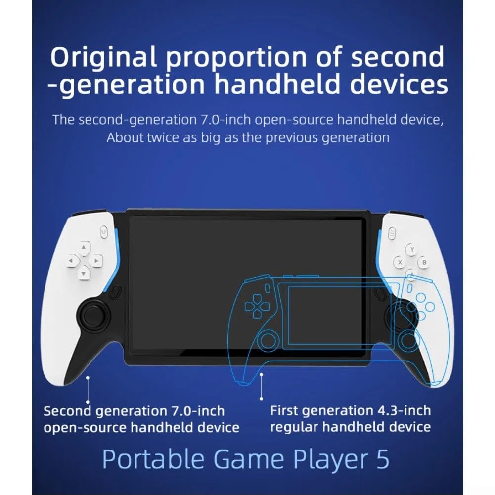 HC8000 - Console di gioco portatile retrò, schermo IPS da 7 pollici, 15000 giochi, ARM Cortex-A7 Quad-Core, 64 GB espandibile fino a 256 GB, per oltre 20 lingue (nero)