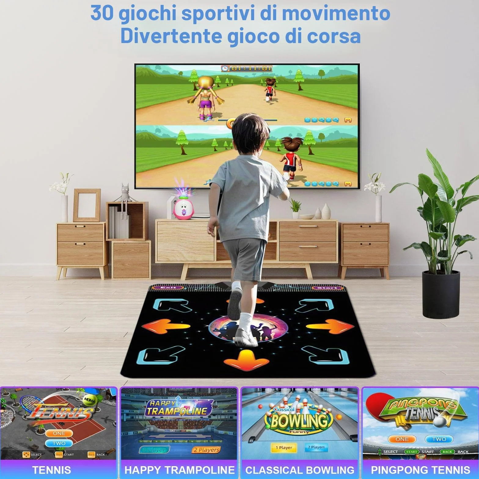 YRPRSODF Electronic Single Dance Pad,Tappetino elettronico Musicale con 100+ Giochi,200+ Canzoni,2 Controller a sensore, modalità MTV e Cartoon per Bambini di 3+ Anni