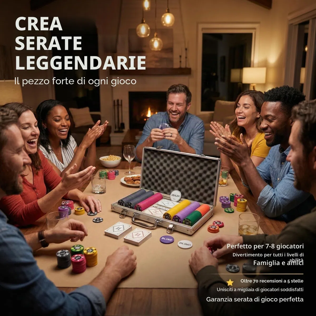HEITOK Set Poker Professionale 300 Fiches Numerate 11,5g con Valigetta Alluminio Rinforzata, 2 Mazzi Carte e Bottone Dealer in Metallo per Texas Hold'em e Casinò