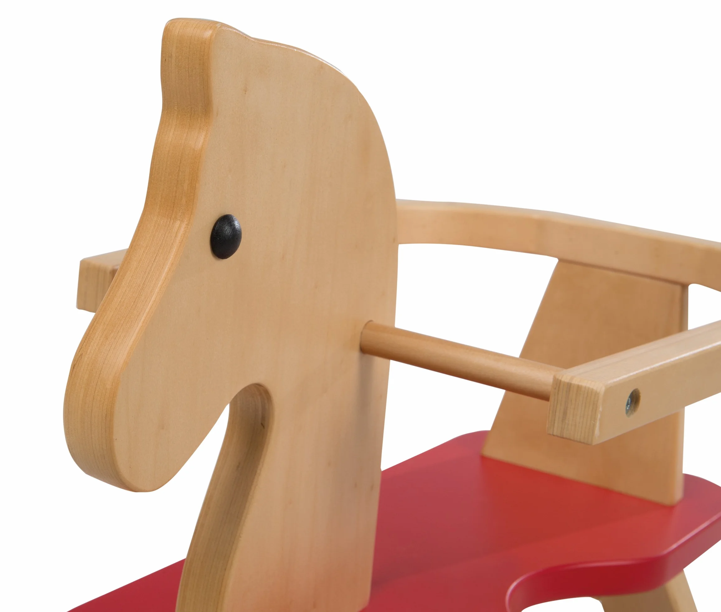 roba Cavallo a Dondolo per Bambini - Anello di Protezione Rimovibile - dai 12 Mesi in Su - Ideale come Regalo di Compleanno e Natale - Legno Massiccio - Sedile Rosso
