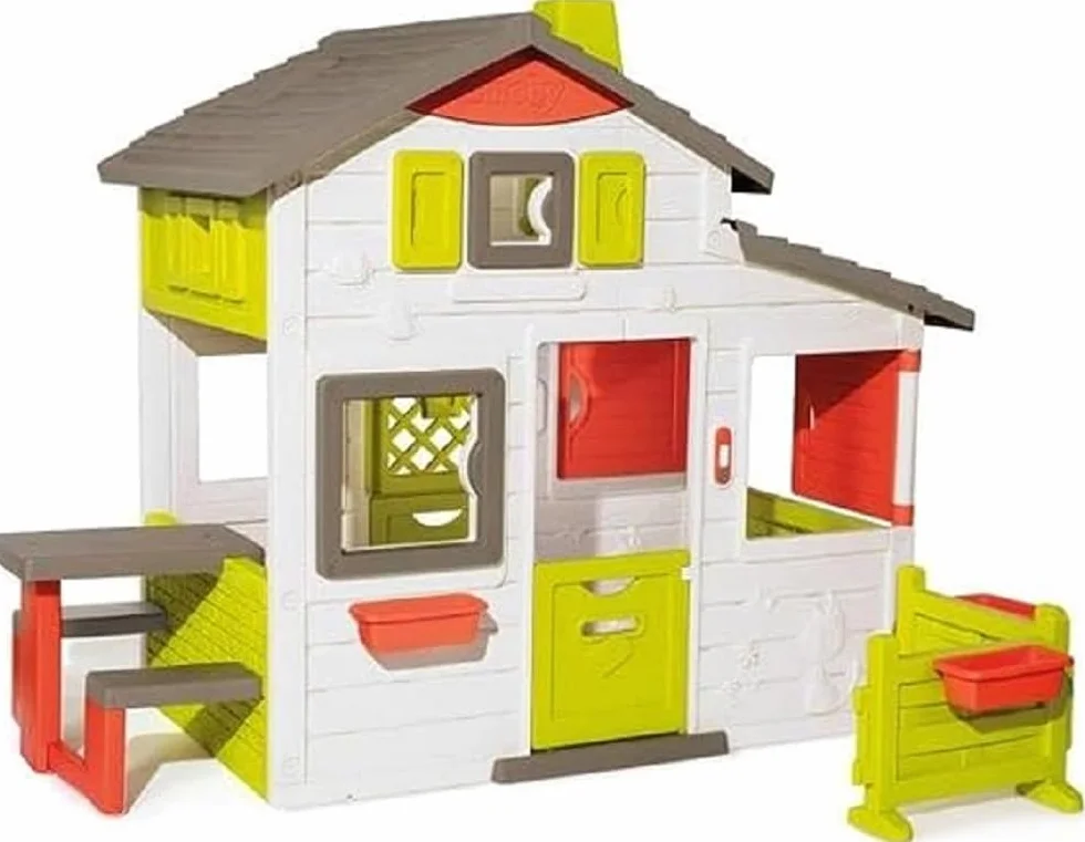 Smoby Neo Friends House Casetta Da Giardino per Bambini Personalizzabile con Accessori Campanello Incluso 3+