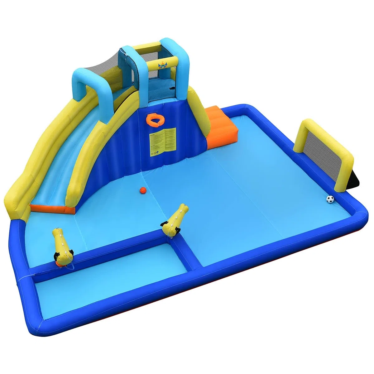 RELAX4LIFE Castello Gonfiabile per Bambini, Piscina Gonfiabile con Trampolino, Scivolo con Salita da Arrampicata e Sottopassaggio, Pieghevole da Esterno (MODELLO 11)