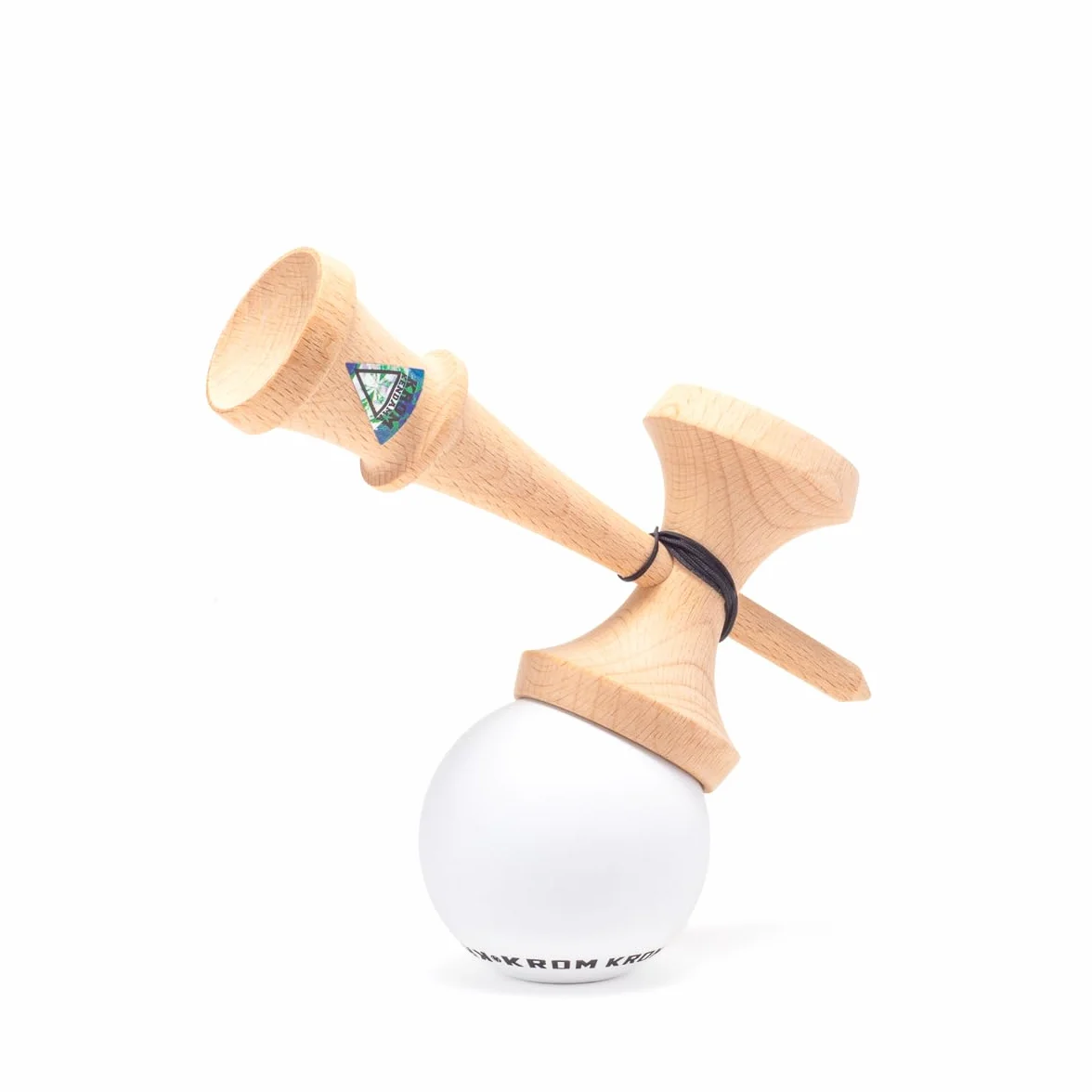 KROM Kendama POP Rubber bianco – in legno di faggio certificato – legno di alta qualità – per principianti e professionisti – Confezione: corda di ricambio + adesivi