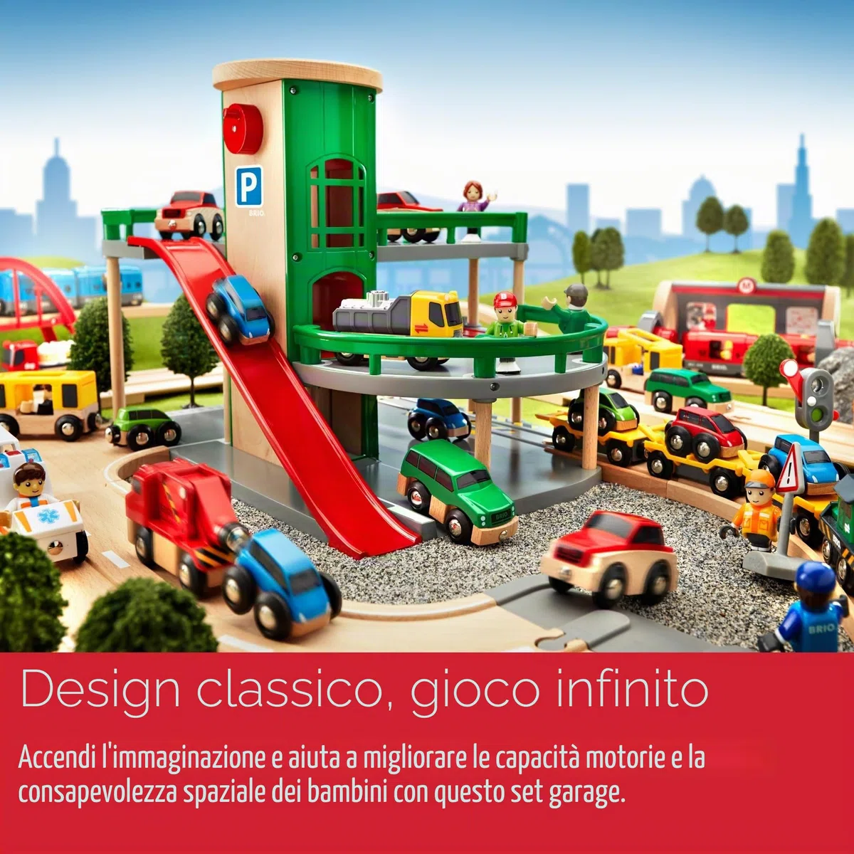 BRIO World - Parcheggio, Accessorio Pista Trenino, Set Costruzioni in Legno, Compatibile con Tutti i Prodotti BRIO, Giocattolo per Bambini 3+ Anni