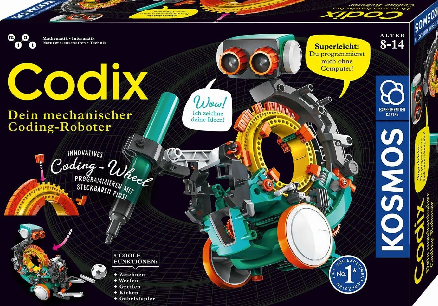 Kosmos 620646 Codix – Il tuo robot di codifica meccanica, programmazione giocosa, giocattolo robot, scatola per esperimenti per bambini dagli 8 ai 12 anni