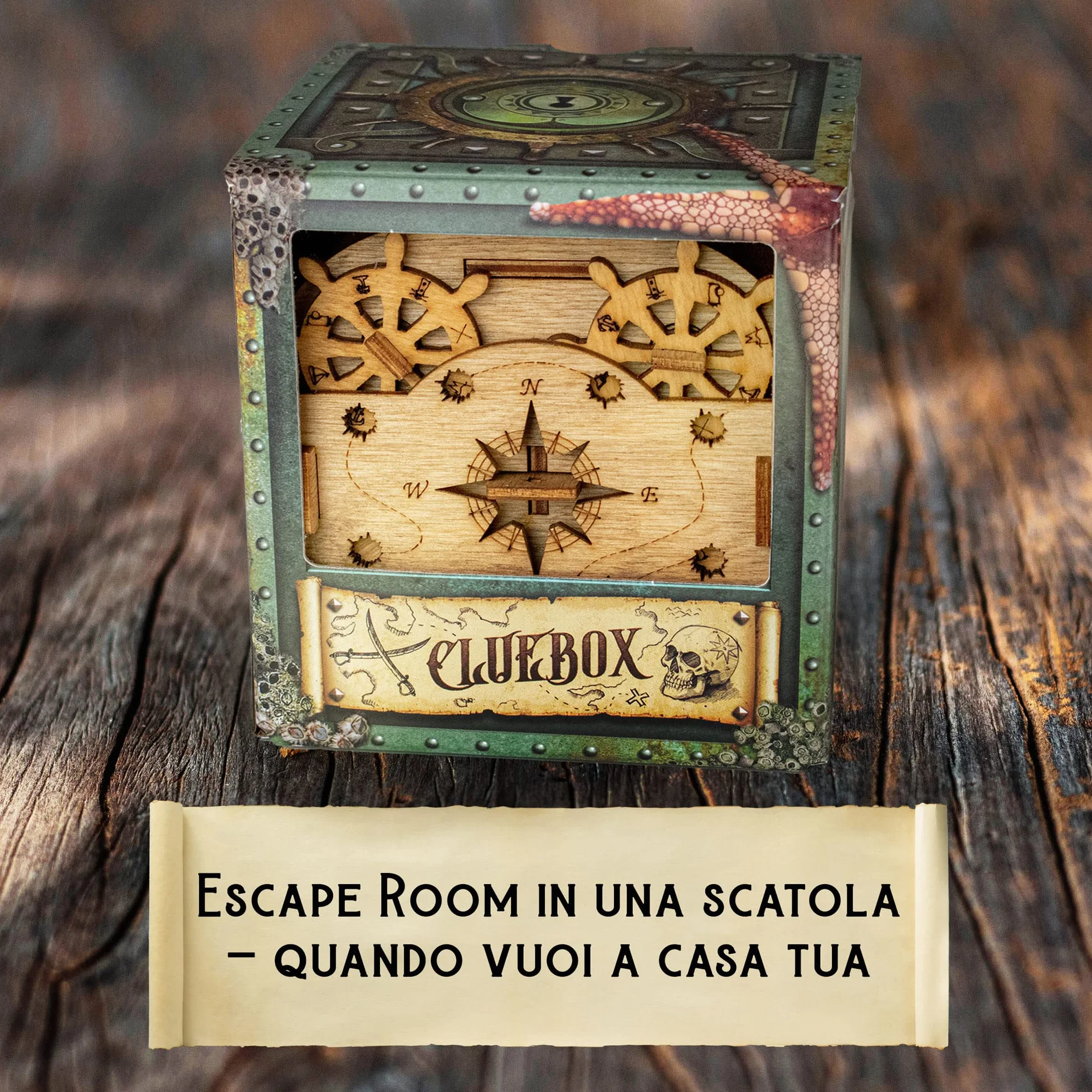 iDventure Cluebox - Davy Jones Locker - Escape Room gioco in legno - Scatola rompicapo a Labirinto - Scatola regalo - regalo fidanzato - puzzle 3D - iq puzzle rompicapo - regalo per lui