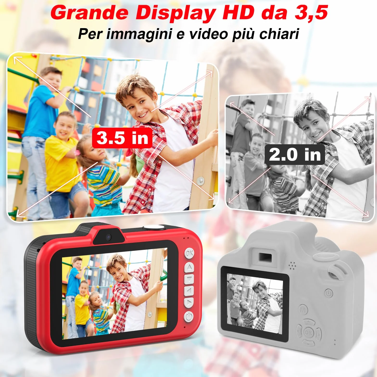 Macchina Fotografica Bambini | 3,5" Grande Schermo| 360° Obiettivo Zoom Rotante| 1080P HD Fotocamera Bambini con Selfie| Flash LED | Scheda SD 32G| Regalo Bambina e Bambino 3 4 5 6 7 8 9 10 11 12 Anni