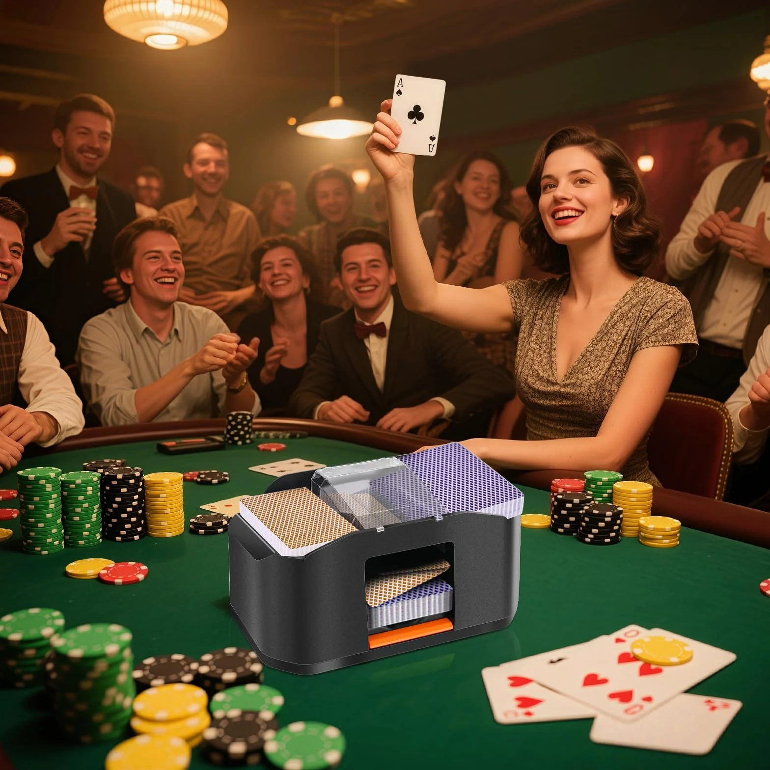 Kasanni Mischia Carte Automatico, Mescolatore Carte da Gioco per 1-2 Mazzi, Miscelatore per Carte Ricaricabile, Distributore Carte da Gioco, Miscelatore a Basso Rumore per Poker, Uno, Skip Bo