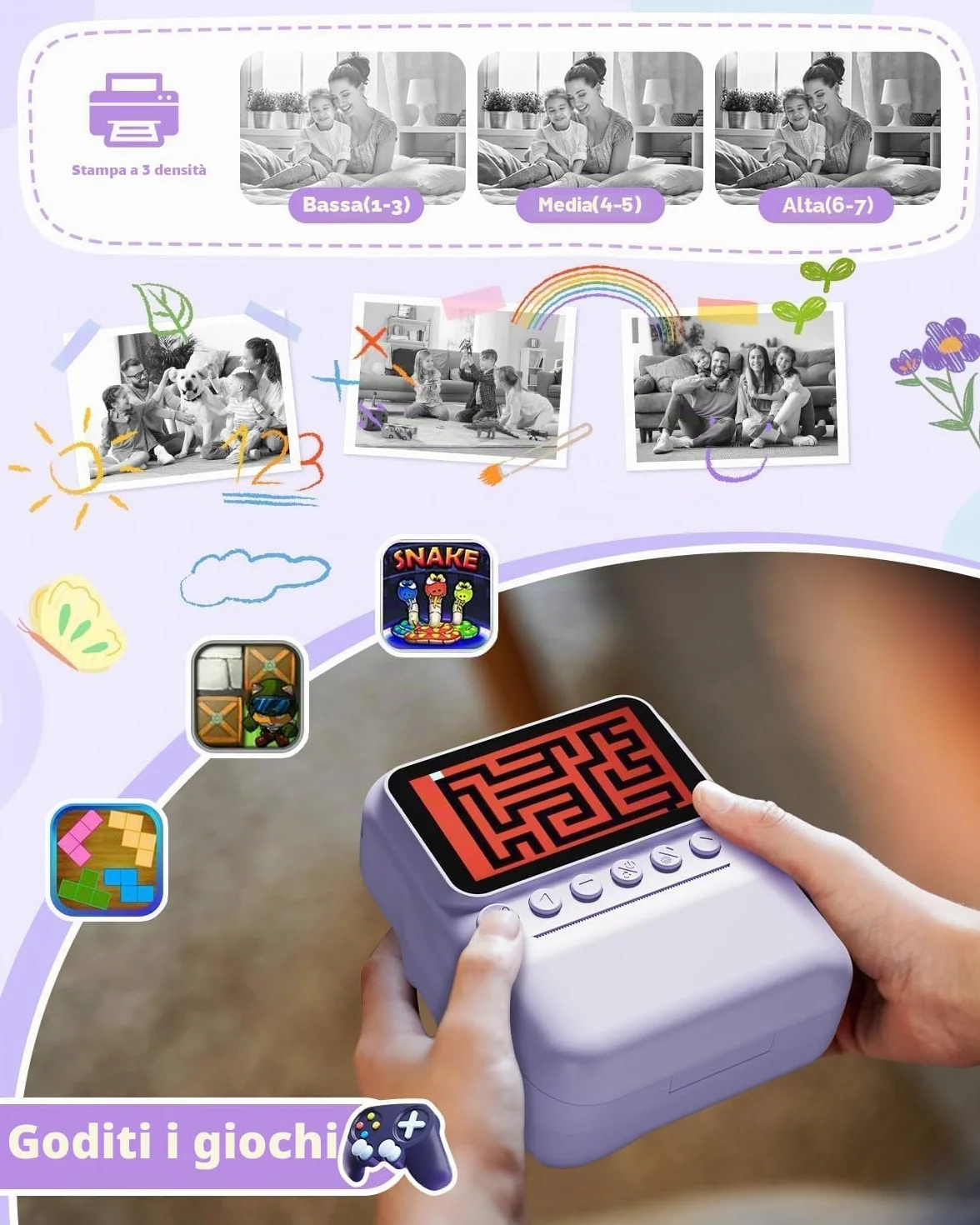 TIATUA Macchina Fotografica Bambini Istantanea, 3.0 Pollici Fotocamera Digitale Bambini con 32GB Scheda & 3 Rotoli di Carta da Stampa, Regalo per Ragazze Ragazzi da 3-12